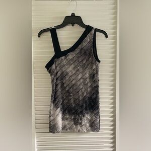 NY Collection Black and Gray One-Shoulder Sheath Top